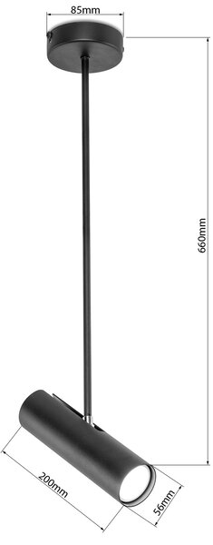 Light for home - Závěsné svítidlo na tyči 60307 "GLAZE", 1x35W, GU10, Černá
