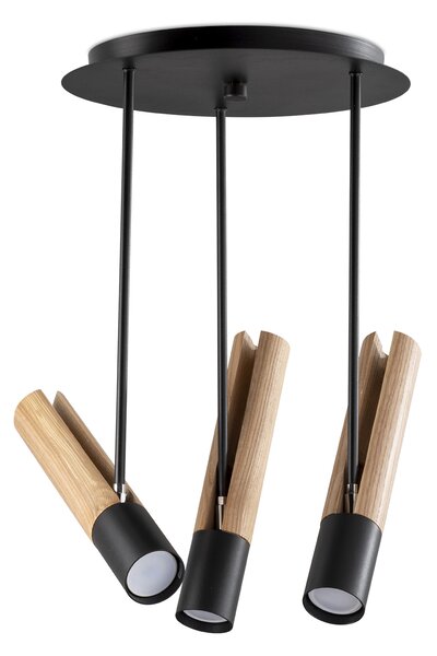Light for home - Lustr na tyči 40908 "GLAZE WOOD", 3x35W, GU10, Černá
