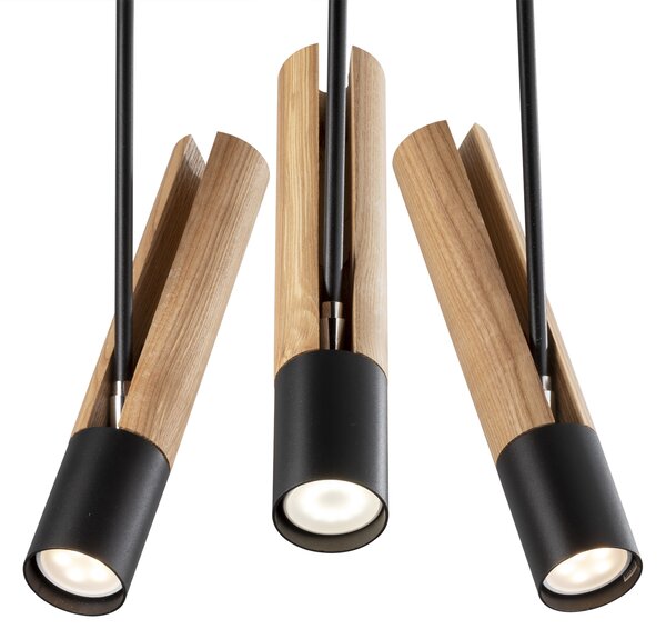 Light for home - Lustr na tyči 40908 "GLAZE WOOD", 3x35W, GU10, Černá