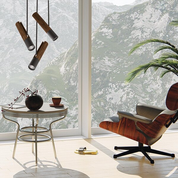 Light for home - Lustr na tyči 40908 "GLAZE WOOD", 3x35W, GU10, Černá