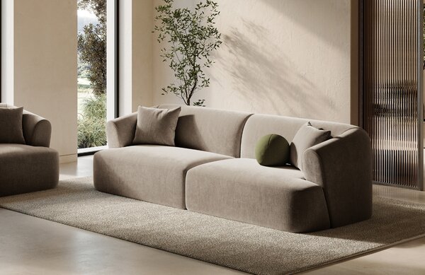 -25 % Dny MOMENTI– Cosmopolitan Design Béžová sametová trojmístná pohovka Campi 220 cm