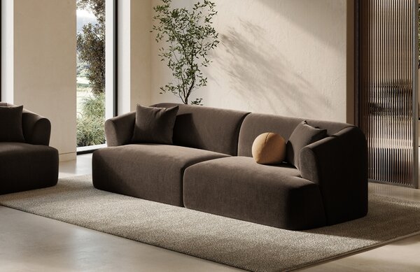 -25 % Dny MOMENTI– Cosmopolitan Design Tmavě hnědá sametová trojmístná pohovka Campi 220 cm
