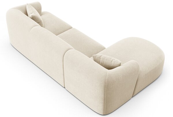 -25 % Dny MOMENTI– Cosmopolitan Design Světle béžová sametová rohová pohovka Campi 256 cm, levá