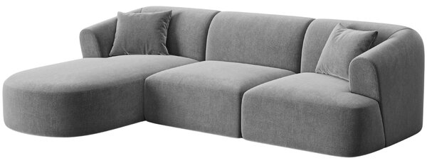 -25 % Dny MOMENTI– Cosmopolitan Design Šedá sametová rohová pohovka Campi 256 cm, levá