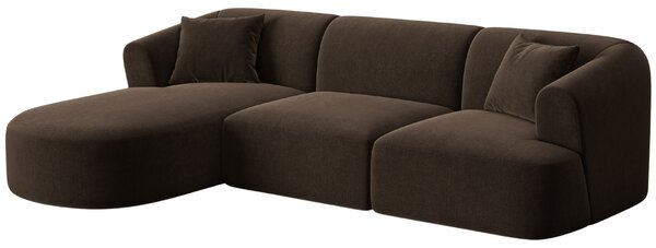 -25 % Dny MOMENTI– Cosmopolitan Design Tmavě hnědá sametová rohová pohovka Campi 256 cm, levá