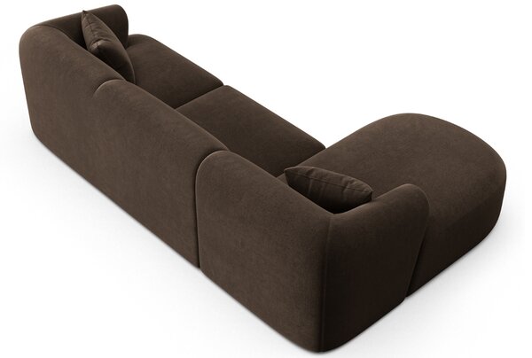 -25 % Dny MOMENTI– Cosmopolitan Design Tmavě hnědá sametová rohová pohovka Campi 256 cm, levá