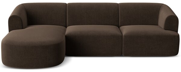 -25 % Dny MOMENTI– Cosmopolitan Design Tmavě hnědá sametová rohová pohovka Campi 256 cm, levá