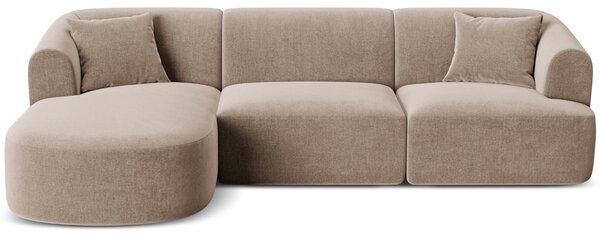 -25 % Dny MOMENTI– Cosmopolitan Design Béžová sametová rohová pohovka Campi 256 cm, levá