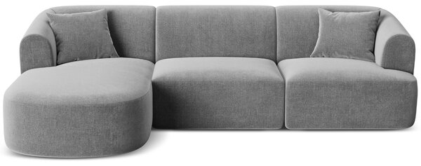 -25 % Dny MOMENTI– Cosmopolitan Design Šedá sametová rohová pohovka Campi 256 cm, levá