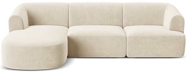 -25 % Dny MOMENTI– Cosmopolitan Design Světle béžová sametová rohová pohovka Campi 256 cm, levá