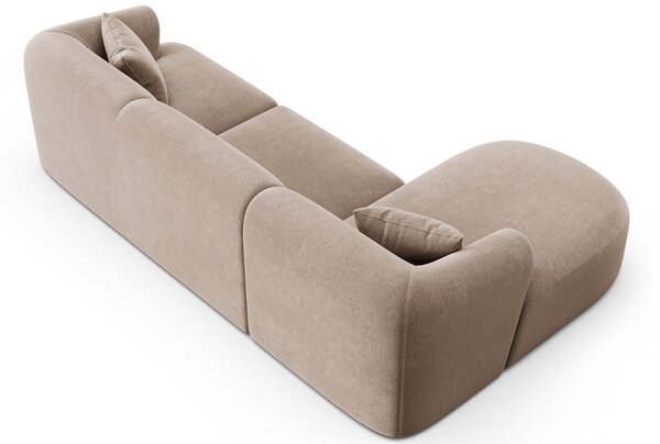 -25 % Dny MOMENTI– Cosmopolitan Design Béžová sametová rohová pohovka Campi 256 cm, levá