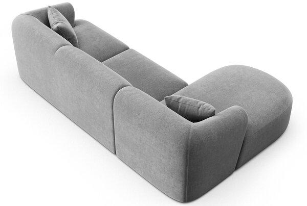 -25 % Dny MOMENTI– Cosmopolitan Design Šedá sametová rohová pohovka Campi 256 cm, levá