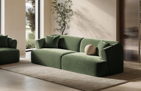 -25 % Dny MOMENTI– Cosmopolitan Design Zelená sametová trojmístná pohovka Campi 220 cm
