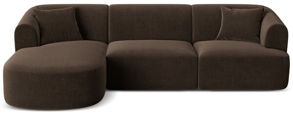 -25 % Dny MOMENTI– Cosmopolitan Design Tmavě hnědá sametová rohová pohovka Campi 256 cm, levá