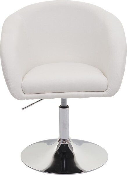 Sada 6 jídelních židlí HWC-F19, kuchyňská židle otočná židle lounge chair, otočná výškově nastavitelná látka/textil krémově bílá