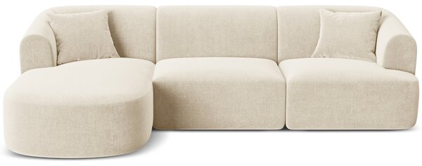 -25 % Dny MOMENTI– Cosmopolitan Design Světle béžová sametová rohová pohovka Campi 256 cm, levá