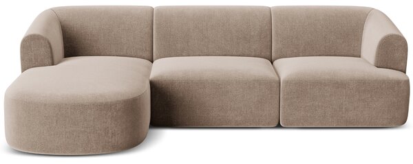 -25 % Dny MOMENTI– Cosmopolitan Design Béžová sametová rohová pohovka Campi 256 cm, levá
