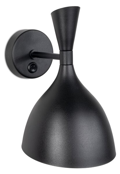 Light for home - Moderní nástěnné svítidlo s kovovým stínidlem 10411 "TURIN", 1x40W, E14, Černá