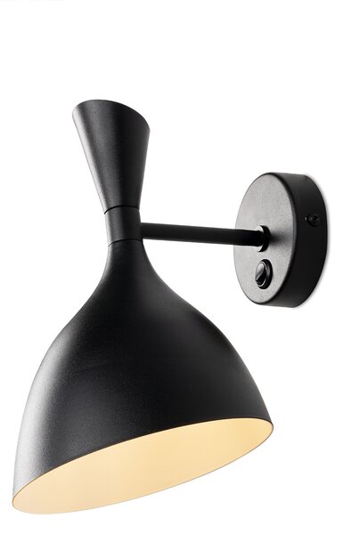 Light for home - Moderní nástěnné svítidlo s kovovým stínidlem 10411 "TURIN", 1x40W, E14, Černá