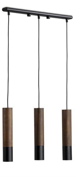Light for home - Závěsný lustr na lanku 40599 "GLAZE WOOD", 3x35W, GU10, Černá