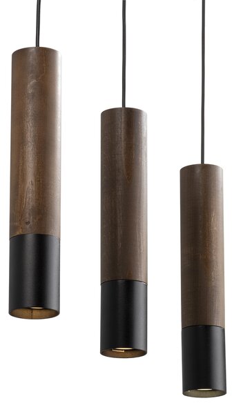 Light for home - Závěsný lustr na lanku 40599 "GLAZE WOOD", 3x35W, GU10, Černá