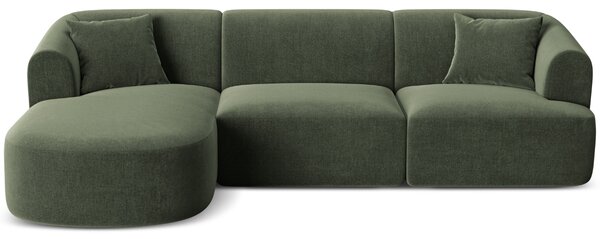 -25 % Dny MOMENTI– Cosmopolitan Design Zelená sametová rohová pohovka Campi 256 cm, levá
