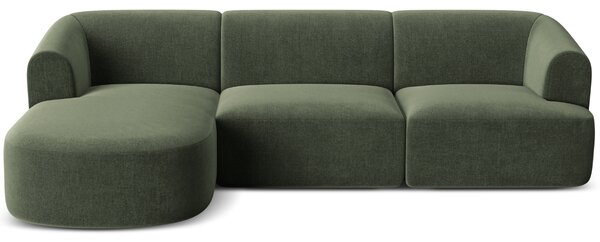 -25 % Dny MOMENTI– Cosmopolitan Design Zelená sametová rohová pohovka Campi 256 cm, levá