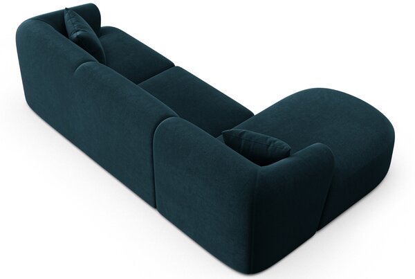 -25 % Dny MOMENTI– Cosmopolitan Design Petrolejově modrá sametová rohová pohovka Campi 256 cm, levá