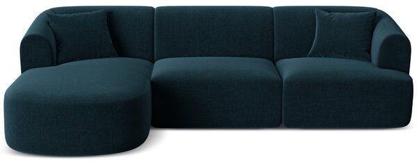 -25 % Dny MOMENTI– Cosmopolitan Design Petrolejově modrá sametová rohová pohovka Campi 256 cm, levá