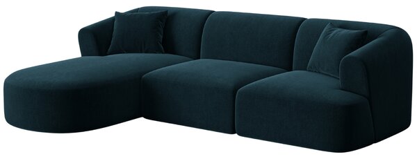 -25 % Dny MOMENTI– Cosmopolitan Design Petrolejově modrá sametová rohová pohovka Campi 256 cm, levá