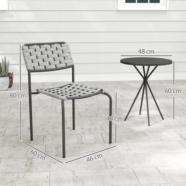 Sada zahradního nábytku Outsunny Poly Rattan, venkovní lounge nábytek pro 2 osoby, 3dílná sedací souprava se 2 stohovatelnými židlemi a stolem, odolný
