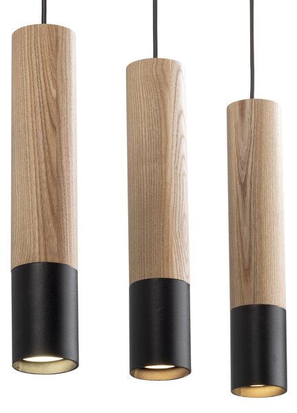 Light for home - Závěsný lustr na lanku 40599 "GLAZE WOOD", 3x35W, GU10, Černá
