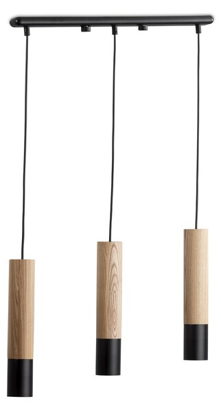 Light for home - Závěsný lustr na lanku 40599 "GLAZE WOOD", 3x35W, GU10, Černá