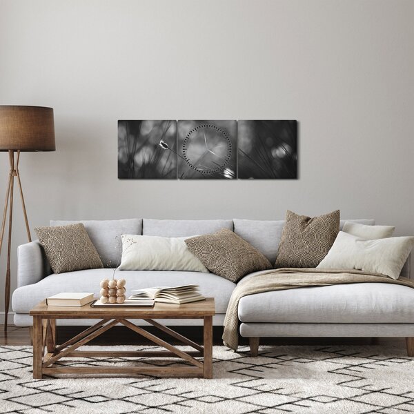 Obraz - Luční tráva (s hodinami) (90x30 cm)