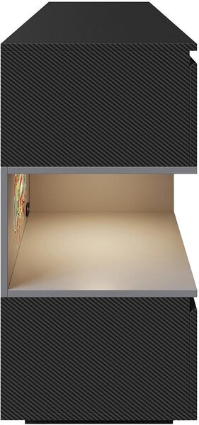 Příborník - 160 x 82 cm - 1 dvířka - 5 zásuvek - černý - s LED RGB podsvícením