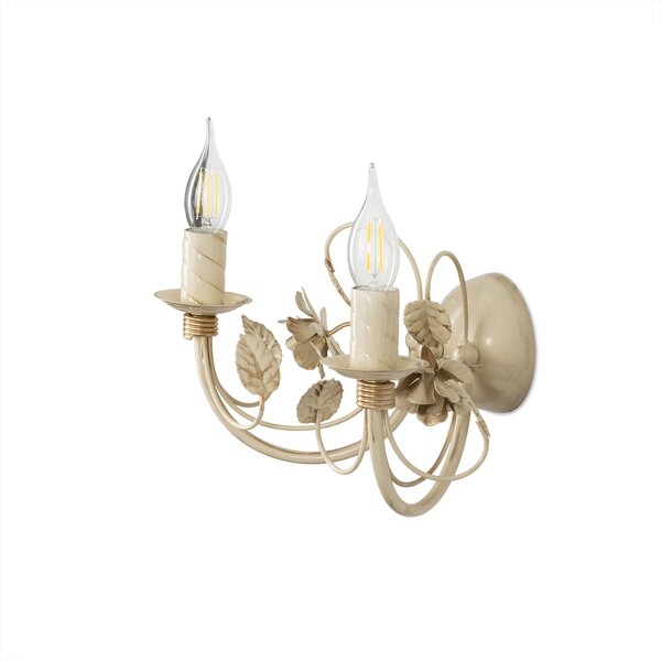 Light for home - Nástěnné světlo 40802 "CAMELLIA", 2x40W, E14, béžová, zlatá, patina