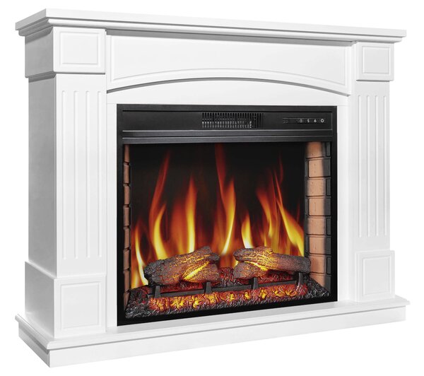ArtiFlame Elektrický krb s ohřevem BOSTON AF28S LED 12 stupňů ohřevu, časovač efekt reálného plamene 3 stupně jasu dálkové ovládání bílý