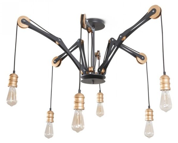 Light for home - Lustr přisazený ke stropu 40366, 6x60W, E27, černá, zlatá
