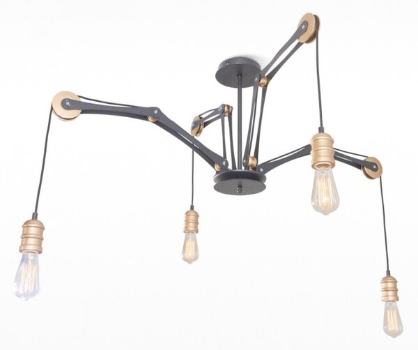 Light for home - Lustr přisazený ke stropu 40388 "BELLA", 6x60W, E27, černá, zlatá
