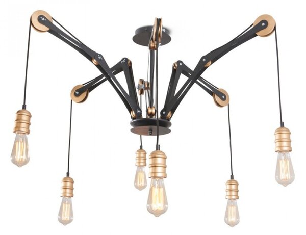 Light for home - Lustr přisazený ke stropu 40366, 6x60W, E27, černá, zlatá