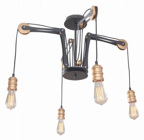 Light for home - Lustr přisazený ke stropu 40388 "BELLA", 6x60W, E27, černá, zlatá