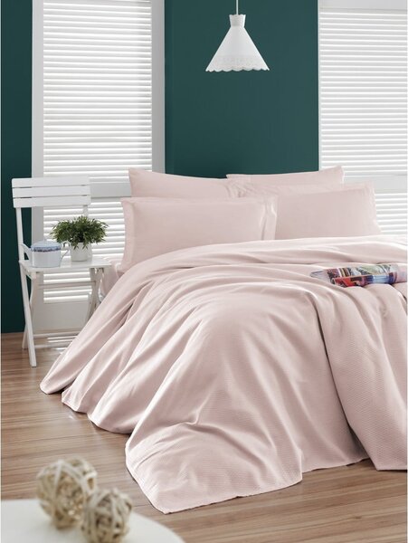 Růžový bavlněný přehoz přes postel EnLora Home Casuel, 200 x 230 cm