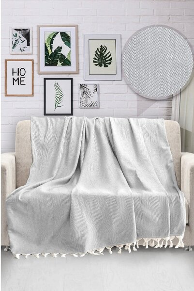 Světle šedý bavlněný přehoz přes postel Viaden HN, 170 x 230 cm