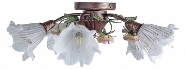 Light for home - Lustr přisazený ke stropu 458 "FIORENTINO", 5x40W, E14, hnědá, zlatá, patina
