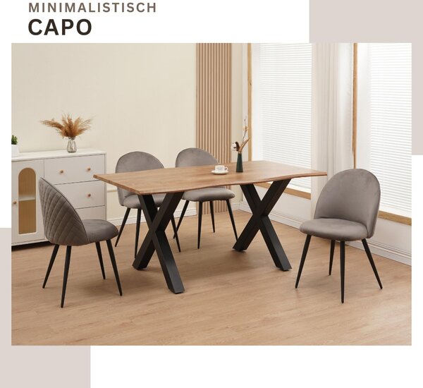 Jídelní židle Albatros se sametovým potahem sada 4 židlí CAPO, šedá - stylový vintage design, elegantní čalouněná židle k jídelnímu stolu - židle do kuchyně nebo jídelny s vysokou nosností