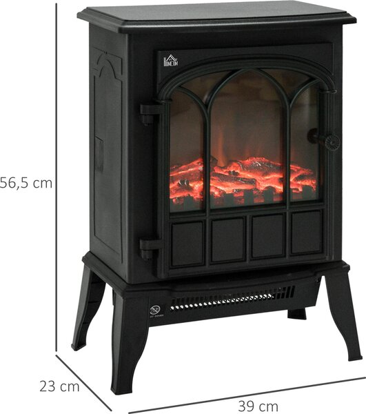 Elektrický krb HOMCOM, tichý stojací krb s efektem plamenů, krb o výkonu 2000 W