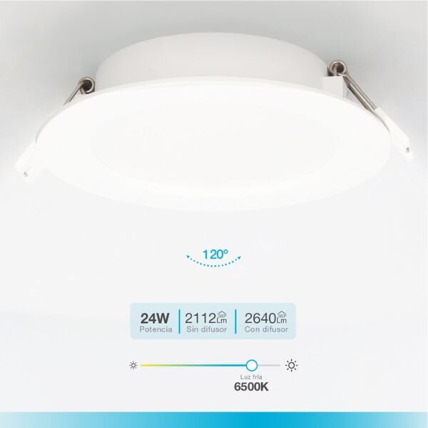 Vestavný LED panel 24W 2112lm, studená, kruhový, 29,6cm, 3 roky záruka