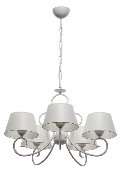 Light for home - Závěsný lustr na řetězu 20505 "JANET", 5x60W, E27, bílá, zlatá, patina