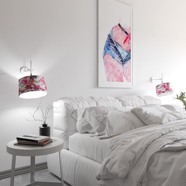 Light for home - Designové nástěnné světlo s květovaným stínidlem 60401 "Lefor", 1x60W, E27, Bílá