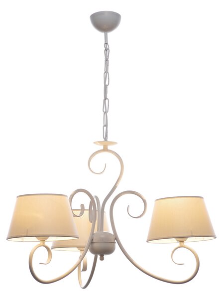 Light for home - Závěsný lustr na řetězu 20503 "JANET", 3x60W, E27, bílá, zlatá, patina